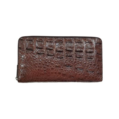 CROCODILE BACK BELLY LEATHER LONG LARGE ZIPPED WALLET : CW01BSL