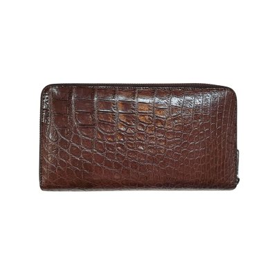 CROCODILE BACK BELLY LEATHER LONG LARGE ZIPPED WALLET : CW01BSL