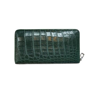 CROCODILE BACK BELLY LEATHER LONG LARGE ZIPPED WALLET : CW01BSL