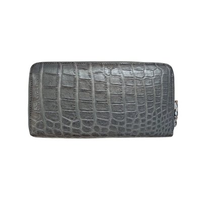 CROCODILE BACK BELLY LEATHER LONG LARGE ZIPPED WALLET : CW01BSL