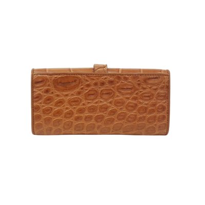 CROCODILE BELLY LEATHER LONG TRI-FOLD WALLET : CW33SMโบว์AY