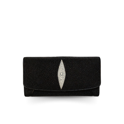 SW33-M-MN | STINGRAY LEATHER LONG TRI-FOLD WALLET