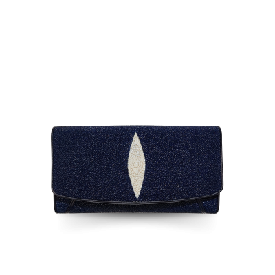 SW33-M-MN | STINGRAY LEATHER LONG TRI-FOLD WALLET
