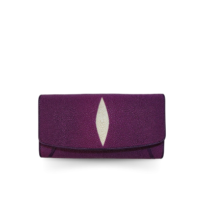 SW33-M-MN | STINGRAY LEATHER LONG TRI-FOLD WALLET