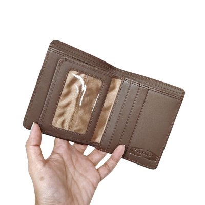 CROCODILE TAIL LEATHER SHORT BI-FOLD VERTICAL WALLET : CW22BTSHKMX