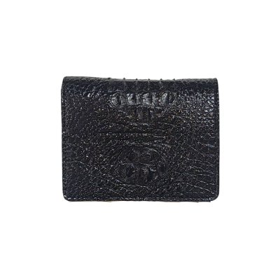 CROCODILE HORNBACK LEATHER SHORT BI-FOLD VERTICAL WALLET : CW22HZSHKAY