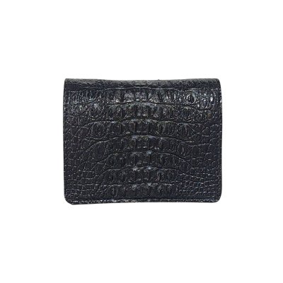 CROCODILE HORNBACK LEATHER SHORT BI-FOLD VERTICAL WALLET : CW22HZSHKAY