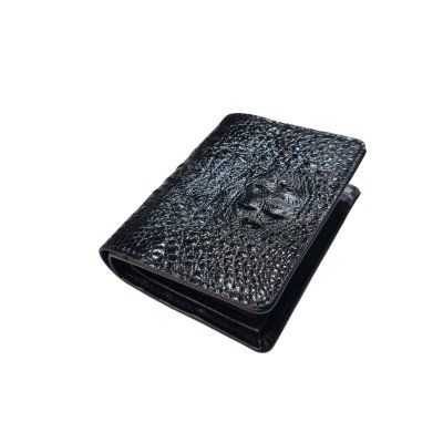 CROCODILE HORNBACK LEATHER SHORT BI-FOLD VERTICAL WALLET : CW22HZSHKAY