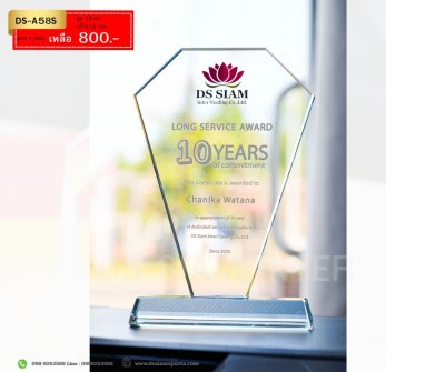 โล่รางวัลคริสตัลหัวตัดDS-A58S