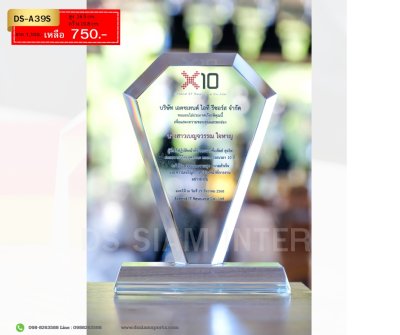 โล่รางวัลคริสตัลหัวตัดDS-A39S