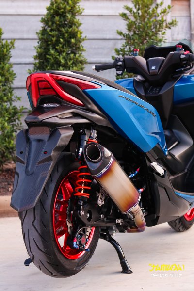 NEW FORZA350 สีน้ำเงิน ล้อแดง ทรงซิ่ง