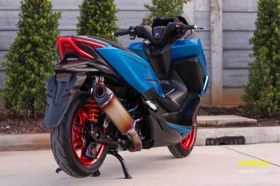 NEW FORZA350 สีน้ำเงิน ล้อแดง ทรงซิ่ง