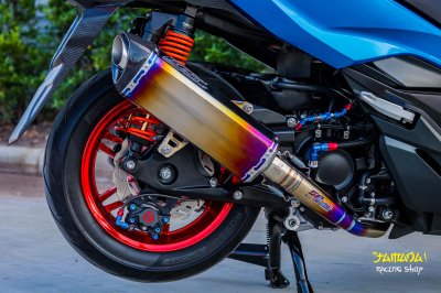NEW FORZA350 สีน้ำเงิน ล้อแดง ทรงซิ่ง