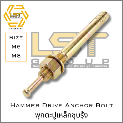 พุกตะปูเหล็กชุบรุ้ง Hammer Drive Anchor Bolt Zinc Plated ขนาด M6, M8
