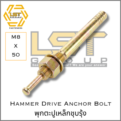 พุกตะปูเหล็กชุบรุ้ง Hammer Drive Anchor Bolt Zinc Plated ขนาด M8 X 50
