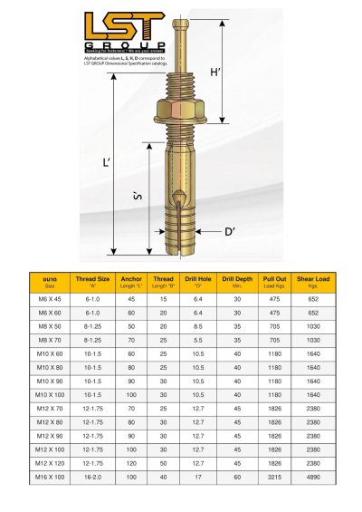 พุกตะปูเหล็กชุบรุ้ง (Hammer Drive Anchor Bolt) ขนาด M6 และ M8