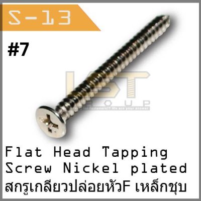 สกรูเกลียวปล่อยเหล็ก FH Phillip Flat Head Tapping Screw #7