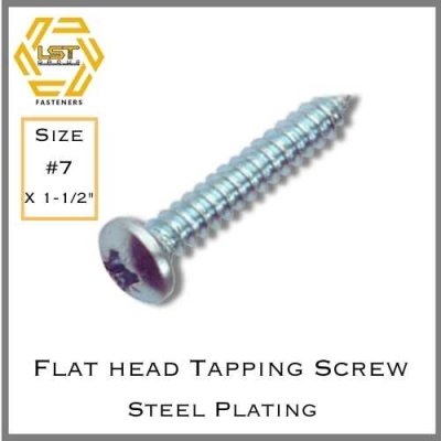 สกรูเกลียวปล่อยเหล็กชุบขาว หัว P Self Tapping Screw PH #7 X 1-1/2"