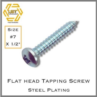 สกรูเกลียวปล่อยเหล็กชุบขาว หัว P Self Tapping Screw PH #7 X 1/2"