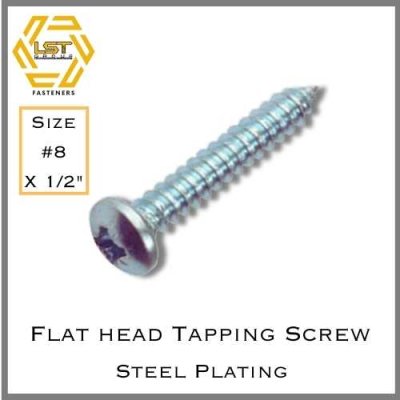 สกรูเกลียวปล่อยเหล็กชุบขาว หัว P Self Tapping Screw PH #8 X 1/2"