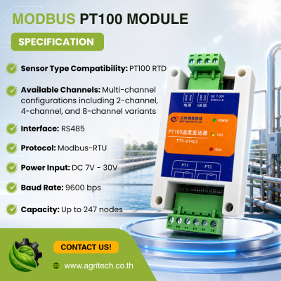 PT100 Temperature Transmitter: RS485 Modbus-RTU Isolated Acquisition Module