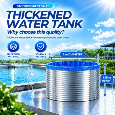 3,700L Galvanized Steel Prefabricated Fish Pond (2m diameter, 1.15m height, 3,700L capacity)