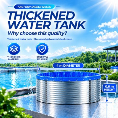 7,000L Galvanized Steel Prefabricated Fish Pond (4m diameter,0.6 m height, 7,000L capacity)