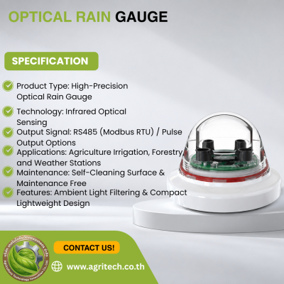 เกจวัดปริมาณน้ำฝนเชิงแสงแบบอินฟราเรด ความแม่นยำสูง สัญญาณ RS485 & Pulse