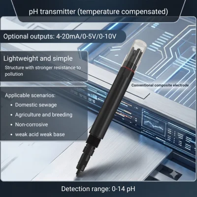 เซนเซอร์และชุดส่งสัญญาณวัดค่า pH ในน้ำ
