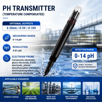 เซนเซอร์และชุดส่งสัญญาณวัดค่า pH ในน้ำ