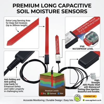 Lorawan Wifi Long Capacitive Soil Moisture Sensor