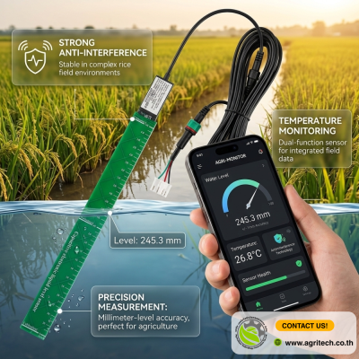 RS485 Output Modbus Capacitive Water Level And Temperature 2 In 1 Sensor For Rice Fields