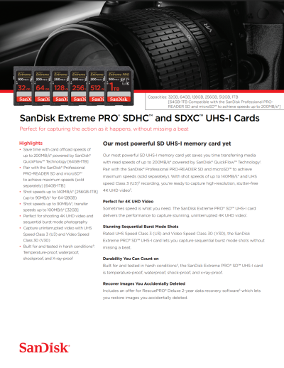 Sandisk SD Card Extreme Pro 32GB