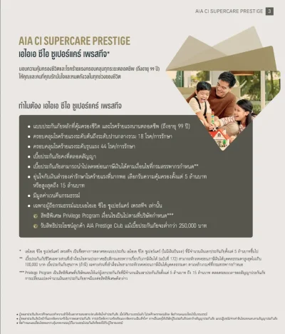 ประกันโรคร้ายแรง AIA CI SuperCare Prestige ทุน 5 ล้านบาทขึ้นไป