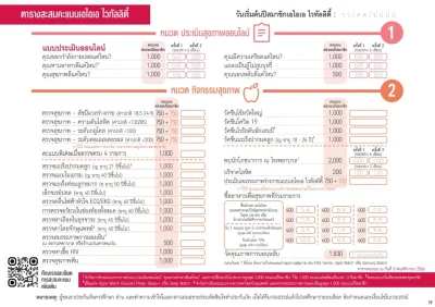 ตารางการเก็บคะแนน AIA VITALITY PROTECTION AND UNIT-LINKED