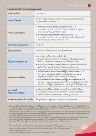 เงื่อนไขการรับ ประกันชีวิต AIA WEALTH MAX GEQ 2025