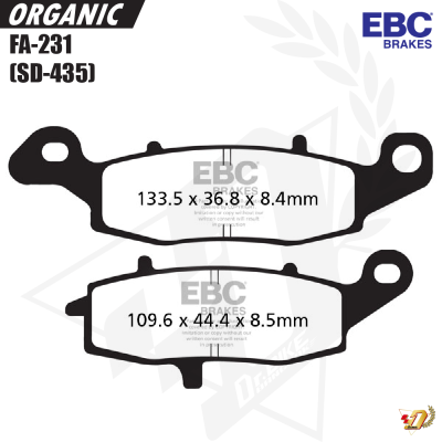 ผ้าเบรค EBC FA-231 สำหรับ ER6N/Z1000/ZX10R (F/L)