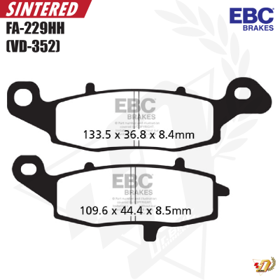ผ้าเบรค EBC FA229HH สำหรับ ER6N/V-STROM650/VERSYS650 (F/L)