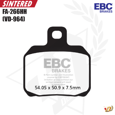 ผ้าเบรค EBC FA266HH สำหรับ BREMBO (ปักข้าง)