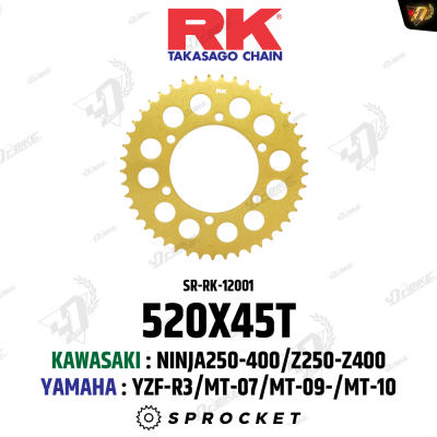 สเตอร์หลัง RK 520X45T สำหรับ NINJA250-400/R3/MT07