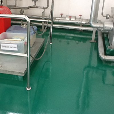 บริษัท โอ เอ โน (ประเทศไทย) จำกัด นิคมฯบางปู จ.สมุทรปราการ พื้น EPOXY SELF-LEVELING หนา 3 มม. พื้นที่ 2500 ตรม.