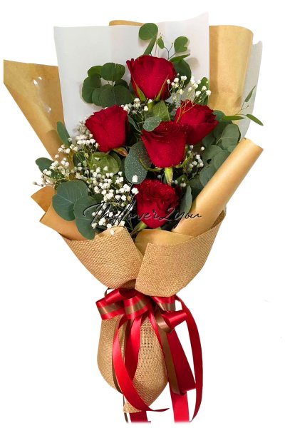 ช่อกุหลาบแดง 5 ดอก