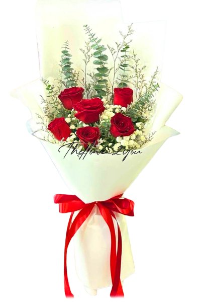 ช่อกุหลาบแดง 6 ดอก