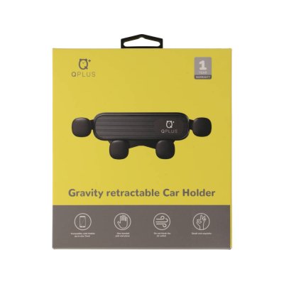 PA004 ที่วางโทรศัพท์ในรถ QPLUS Gravity Retractable Black