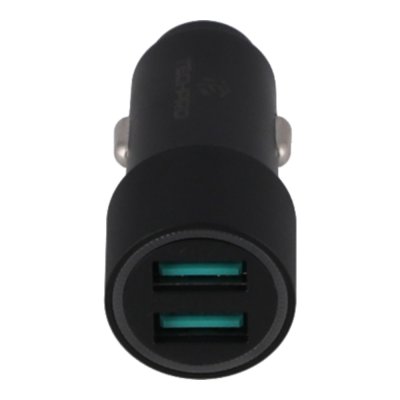 PA002 ที่ชาร์จแบตในรถ TECHPRO 4.8A Dual-port 2 USB-A Colorful LED Light - Black