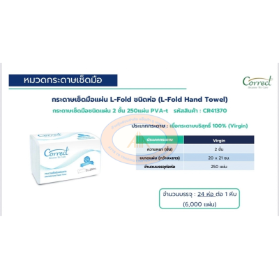 2-Ply L-Fold Paper Hand Towels, 250 Sheets/Pack (1 x 24 Packs x 250 Sheets) CR41370