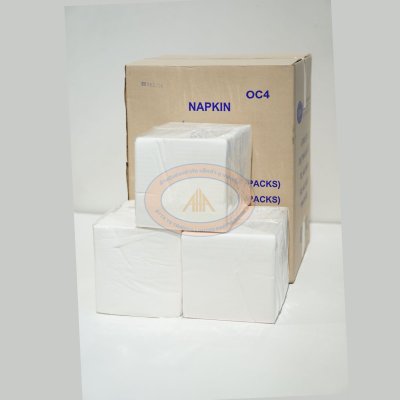 กระดาษเช็ดปาก Napkins 33x33 ซม. 1 ชั้น พับ 4 สีขาว (1x8ห่อx500แผ่น) รวม 4,000 แผ่น