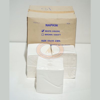 กระดาษเช็ดปาก Napkins 33x33 ซม. 2 ชั้น พับ 4 สีขาว (1x8ห่อx250แผ่น)