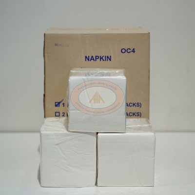 กระดาษเช็ดปาก Napkins 33x33 ซม. 1 ชั้น พับ 4 สีขาว (1x8ห่อx500แผ่น) รวม 4,000 แผ่น