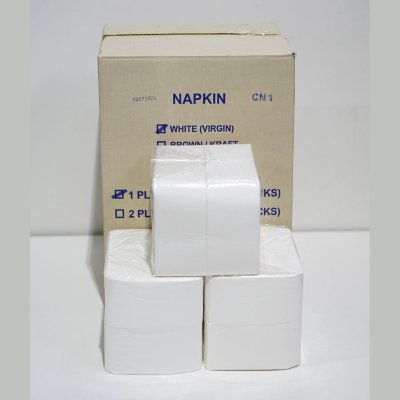 กระดาษเช็ดปาก Napkins 33x33 ซม. 1 ชั้น พับ 8 สีขาว (1x8ห่อx500แผ่น) รวม 4,000 แผ่น